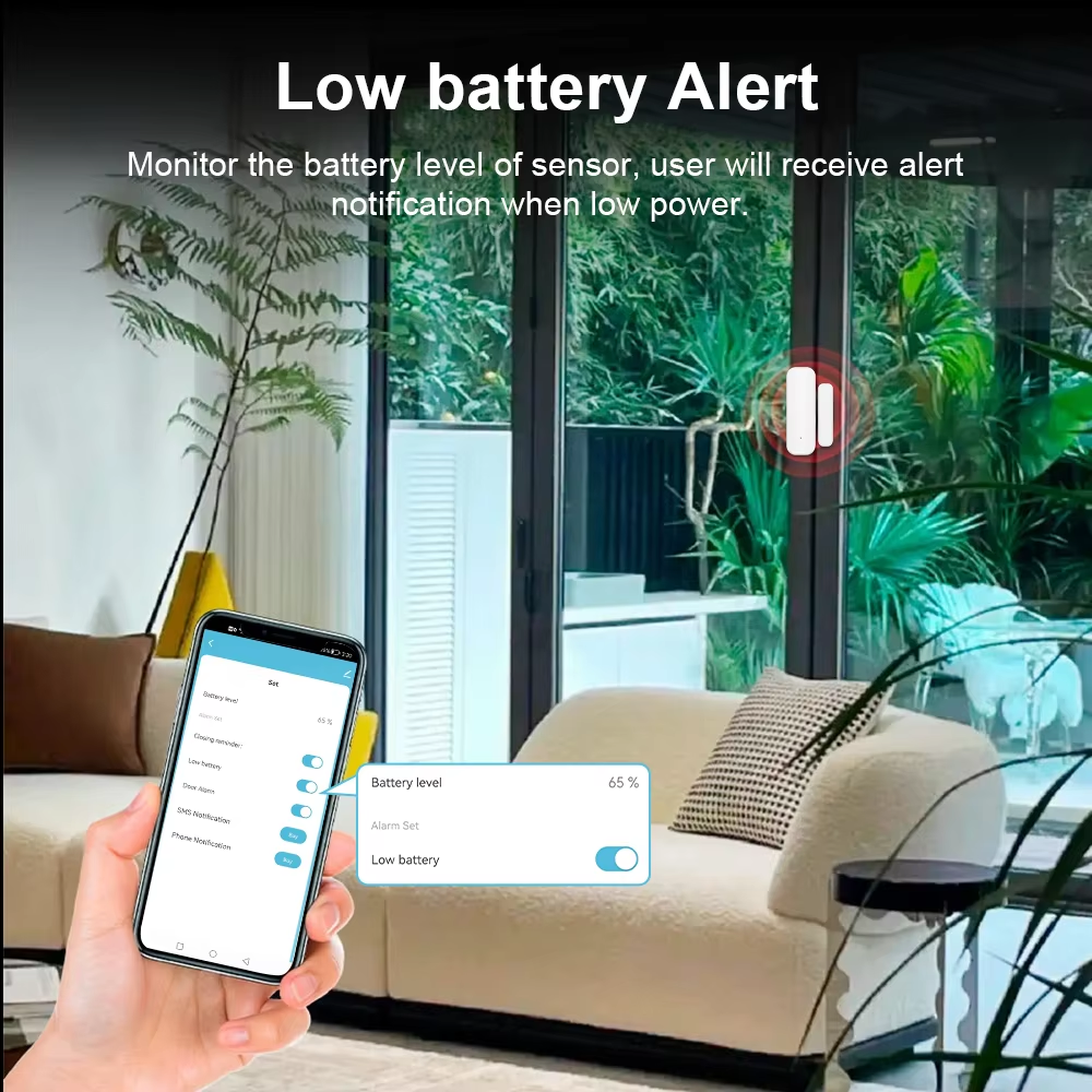 Tuya Zigbee Door/Window Sensor – Real-Time Alerts, Smart Home Automation, Works with Tuya Smart Life App, Battery Powered, Requires Tuya Zigbee Hub, White