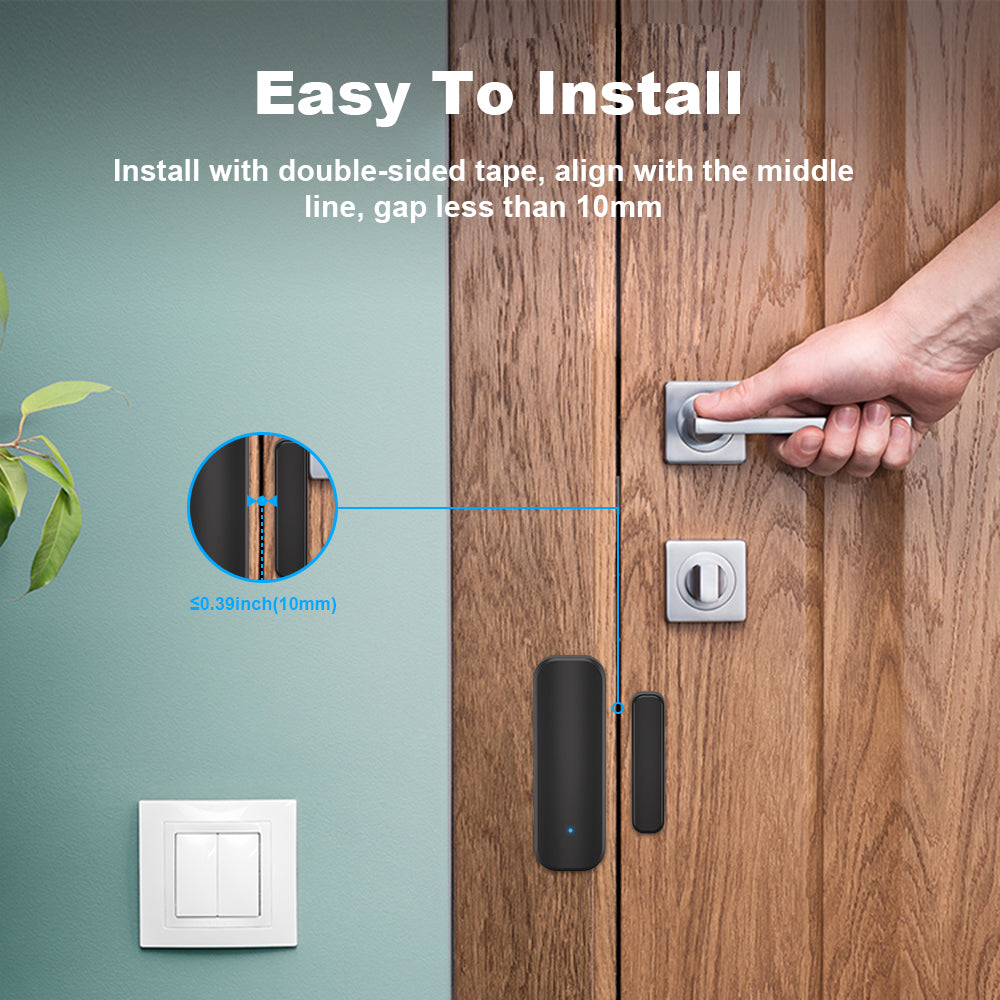 Tuya Zigbee Door/Window Sensor – Real-Time Alerts, Smart Home Automation, Works with Tuya Smart Life App, Battery Powered, Requires Tuya Zigbee Hub, Black