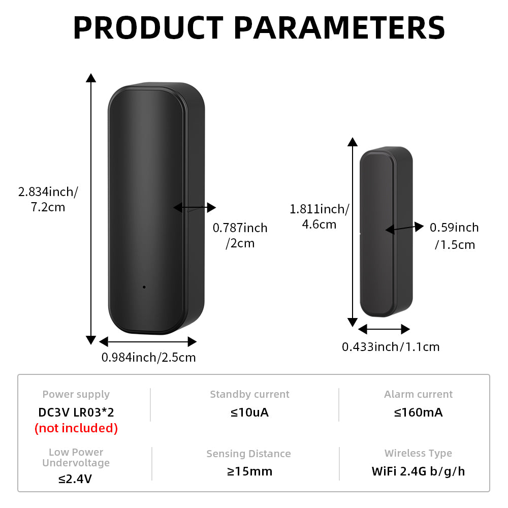 Tuya Zigbee Door/Window Sensor – Real-Time Alerts, Smart Home Automation, Works with Tuya Smart Life App, Battery Powered, Requires Tuya Zigbee Hub, Black