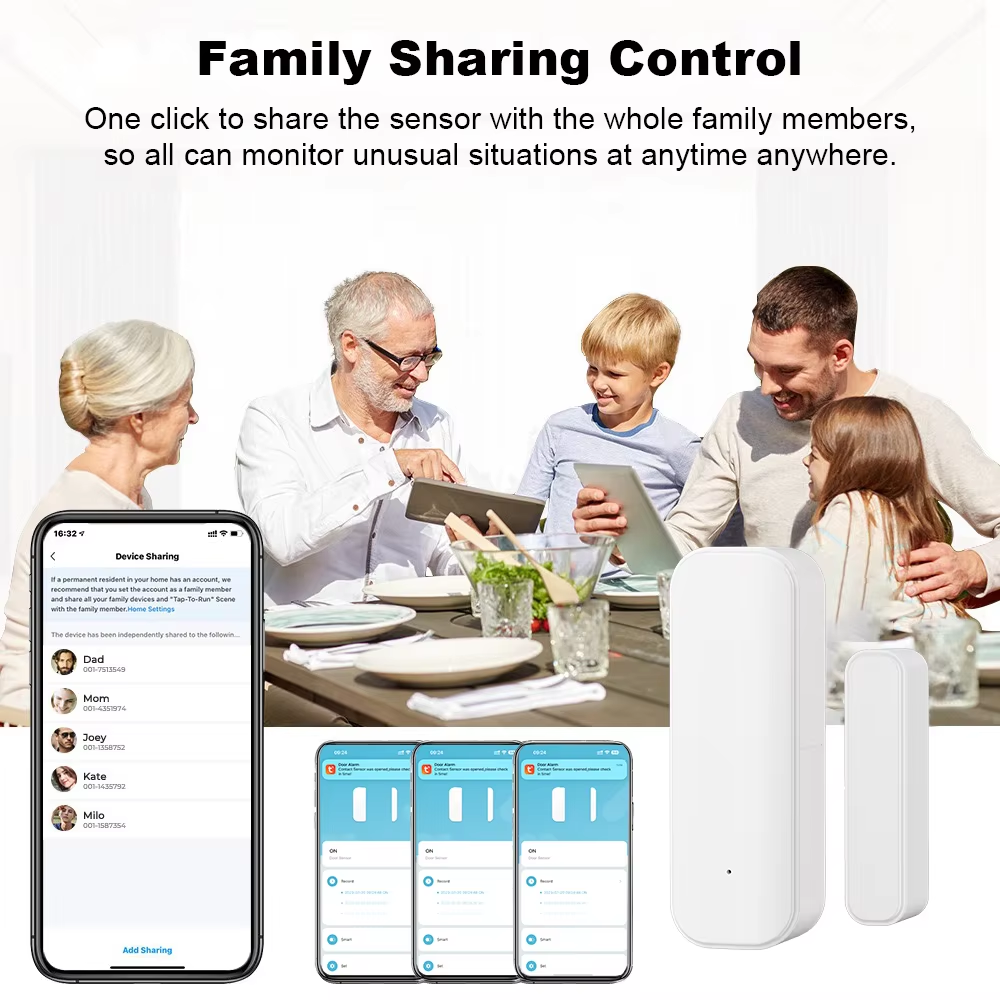 Tuya Zigbee Door/Window Sensor – Real-Time Alerts, Smart Home Automation, Works with Tuya Smart Life App, Battery Powered, Requires Tuya Zigbee Hub, White