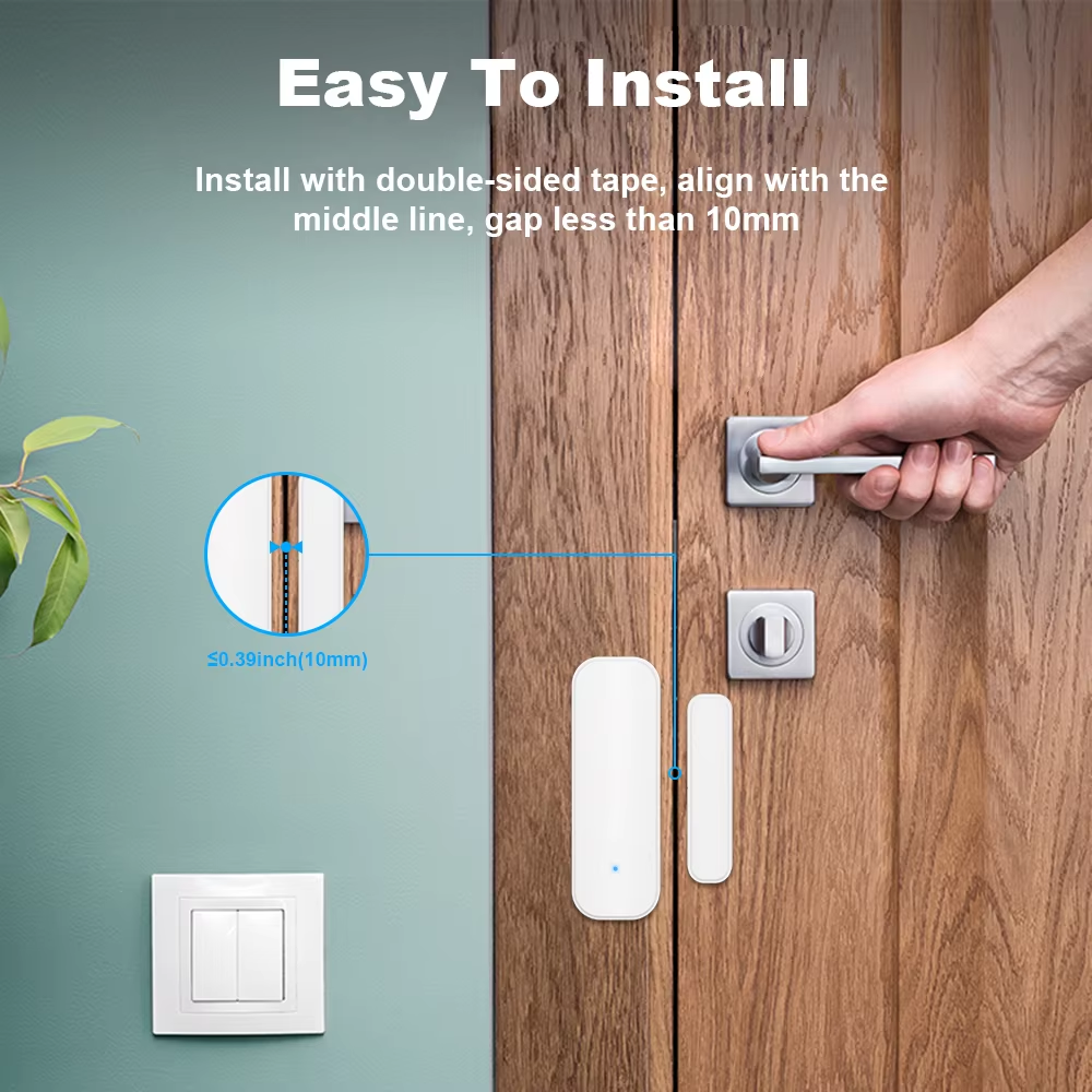 Tuya Zigbee Door/Window Sensor – Real-Time Alerts, Smart Home Automation, Works with Tuya Smart Life App, Battery Powered, Requires Tuya Zigbee Hub, White