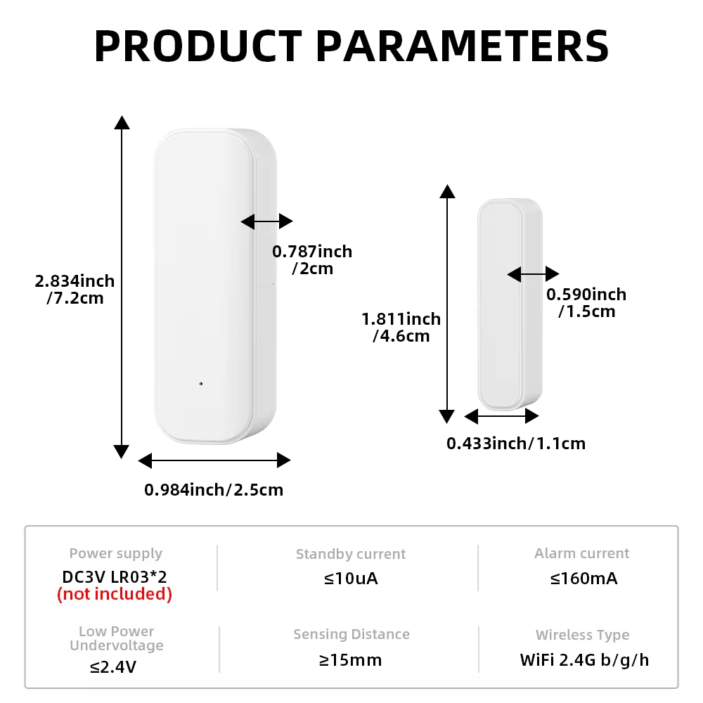 Tuya Zigbee Door/Window Sensor – Real-Time Alerts, Smart Home Automation, Works with Tuya Smart Life App, Battery Powered, Requires Tuya Zigbee Hub, White