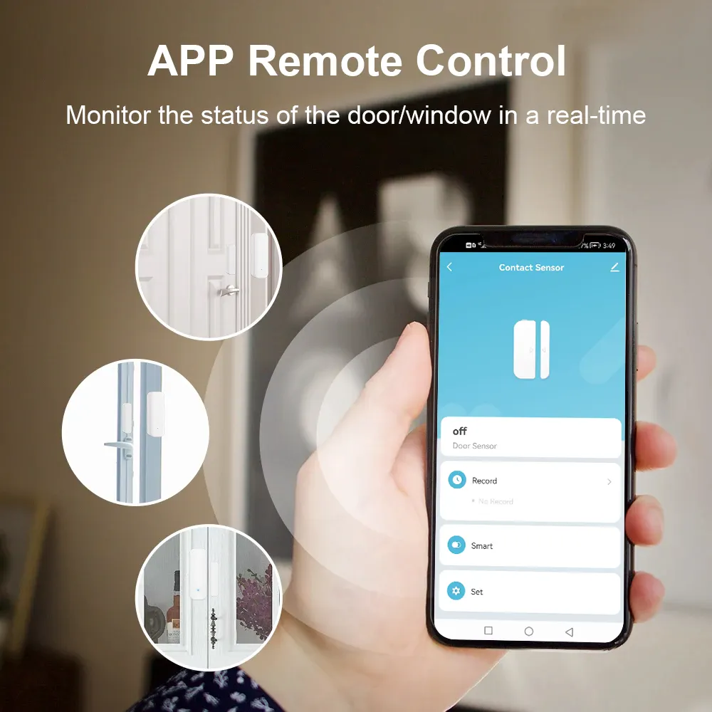 Tuya Zigbee Door/Window Sensor – Real-Time Alerts, Smart Home Automation, Works with Tuya Smart Life App, Battery Powered, Requires Tuya Zigbee Hub, White