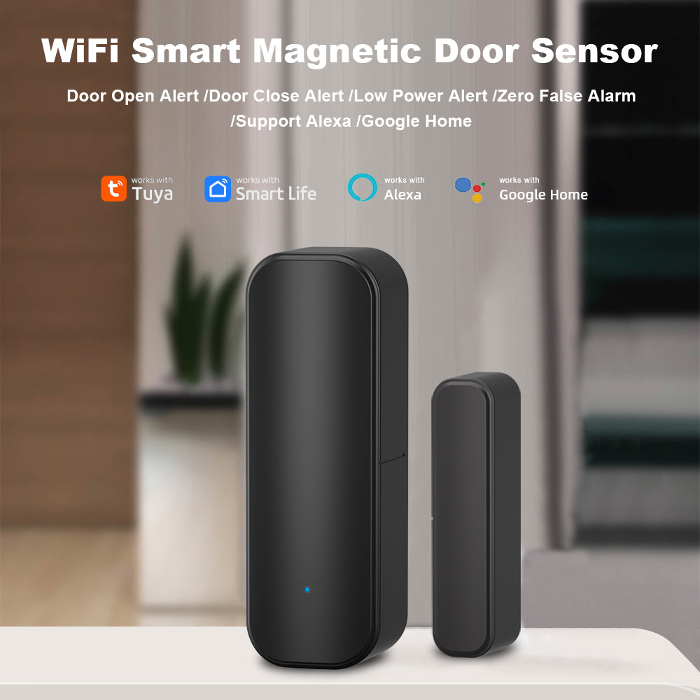 Tuya Zigbee Door/Window Sensor – Real-Time Alerts, Smart Home Automation, Works with Tuya Smart Life App, Battery Powered, Requires Tuya Zigbee Hub, Black
