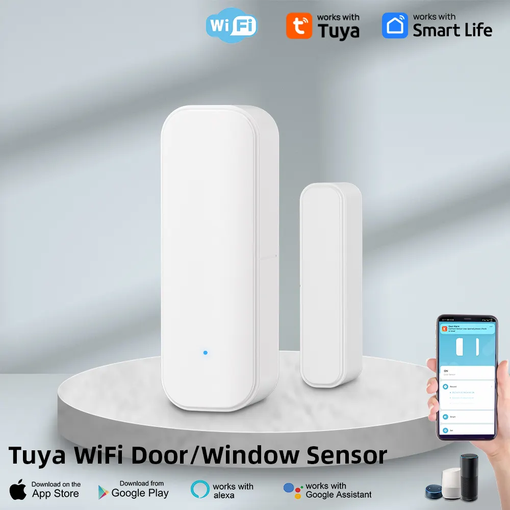 Tuya Zigbee Door/Window Sensor – Real-Time Alerts, Smart Home Automation, Works with Tuya Smart Life App, Battery Powered, Requires Tuya Zigbee Hub, White