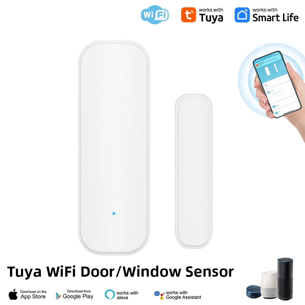 Tuya Zigbee Door/Window Sensor – Real-Time Alerts, Smart Home Automation, Works with Tuya Smart Life App, Battery Powered, Requires Tuya Zigbee Hub, White
