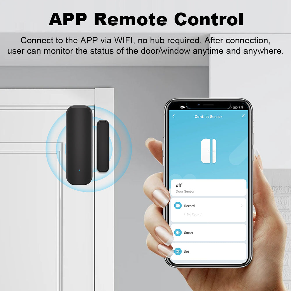 Tuya Zigbee Door/Window Sensor – Real-Time Alerts, Smart Home Automation, Works with Tuya Smart Life App, Battery Powered, Requires Tuya Zigbee Hub, Black