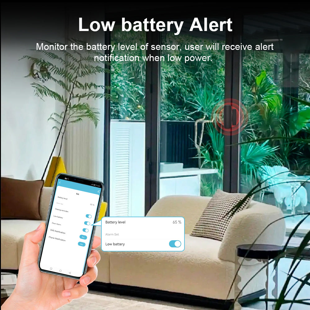 Tuya Zigbee Door/Window Sensor – Real-Time Alerts, Smart Home Automation, Works with Tuya Smart Life App, Battery Powered, Requires Tuya Zigbee Hub, Black