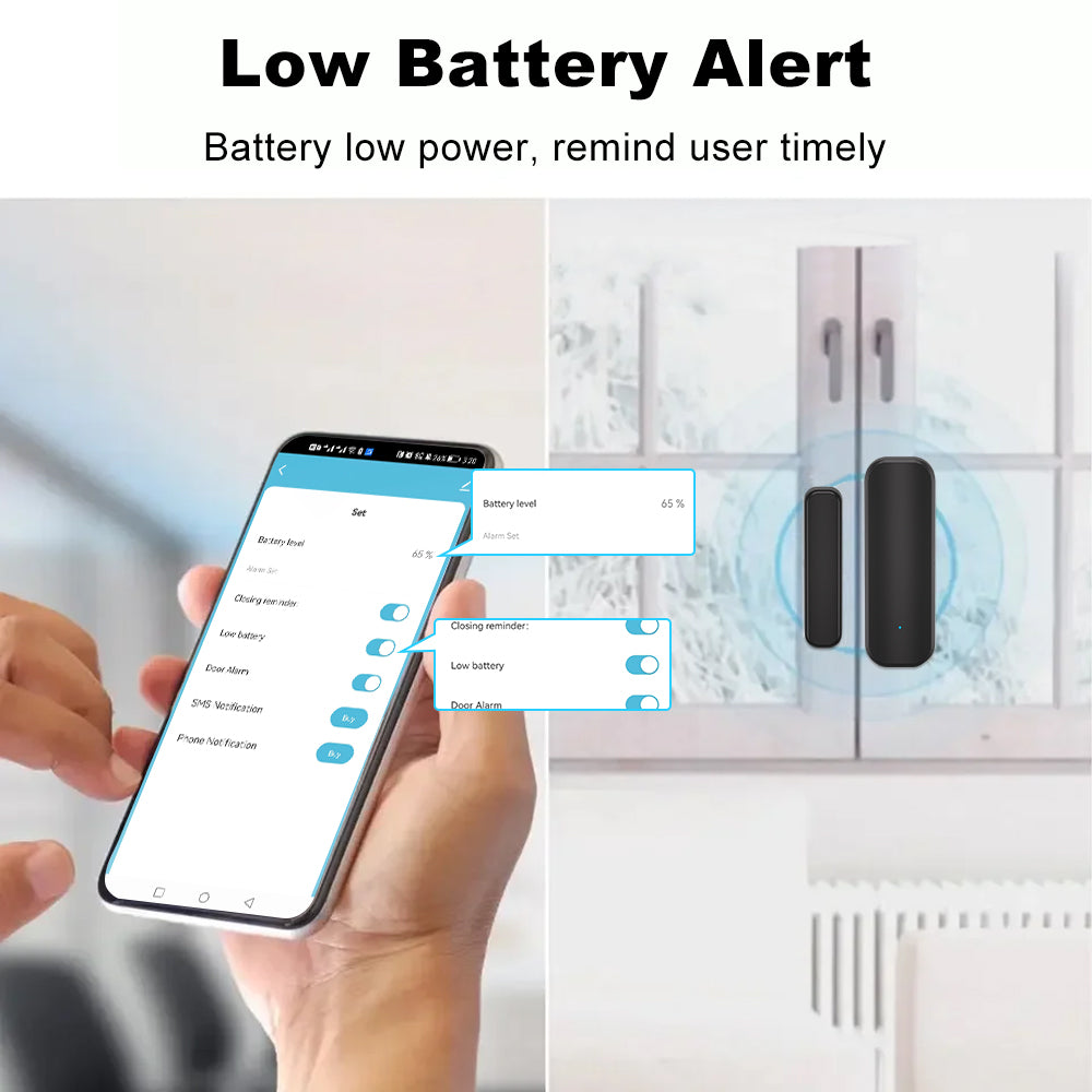 Tuya Zigbee Door/Window Sensor – Real-Time Alerts, Smart Home Automation, Works with Tuya Smart Life App, Battery Powered, Requires Tuya Zigbee Hub, Black
