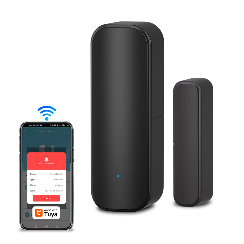 Tuya Zigbee Door/Window Sensor – Real-Time Alerts, Smart Home Automation, Works with Tuya Smart Life App, Battery Powered, Requires Tuya Zigbee Hub, Black