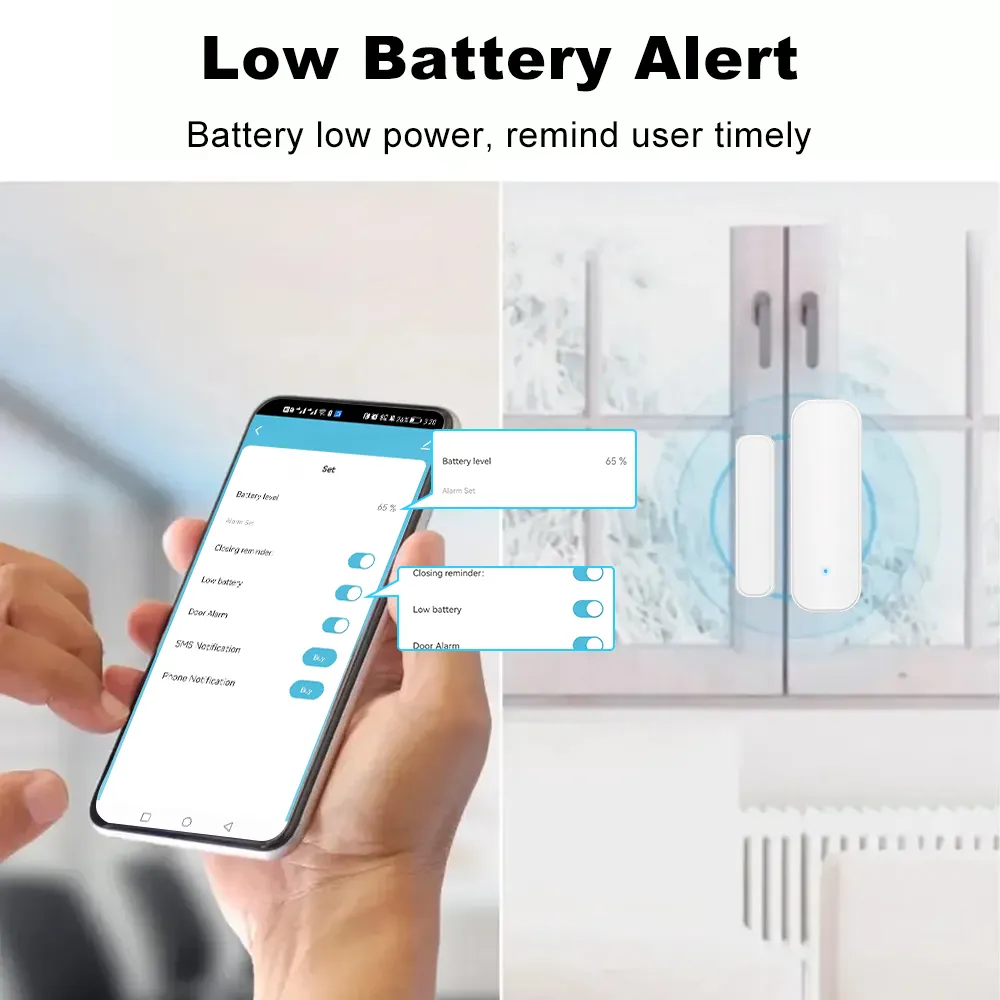 Tuya Zigbee Door/Window Sensor – Real-Time Alerts, Smart Home Automation, Works with Tuya Smart Life App, Battery Powered, Requires Tuya Zigbee Hub, White