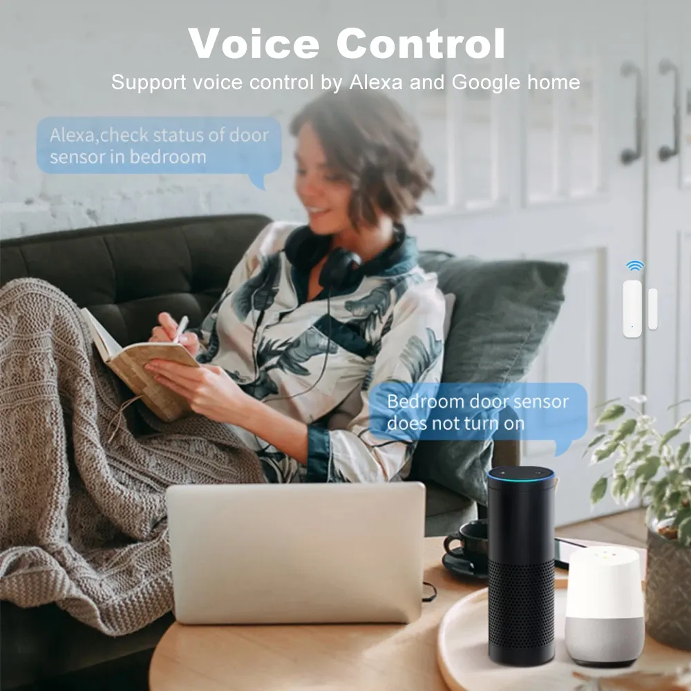 Tuya Zigbee Door/Window Sensor – Real-Time Alerts, Smart Home Automation, Works with Tuya Smart Life App, Battery Powered, Requires Tuya Zigbee Hub, White