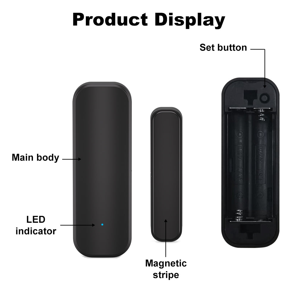 Tuya Zigbee Door/Window Sensor – Real-Time Alerts, Smart Home Automation, Works with Tuya Smart Life App, Battery Powered, Requires Tuya Zigbee Hub, Black