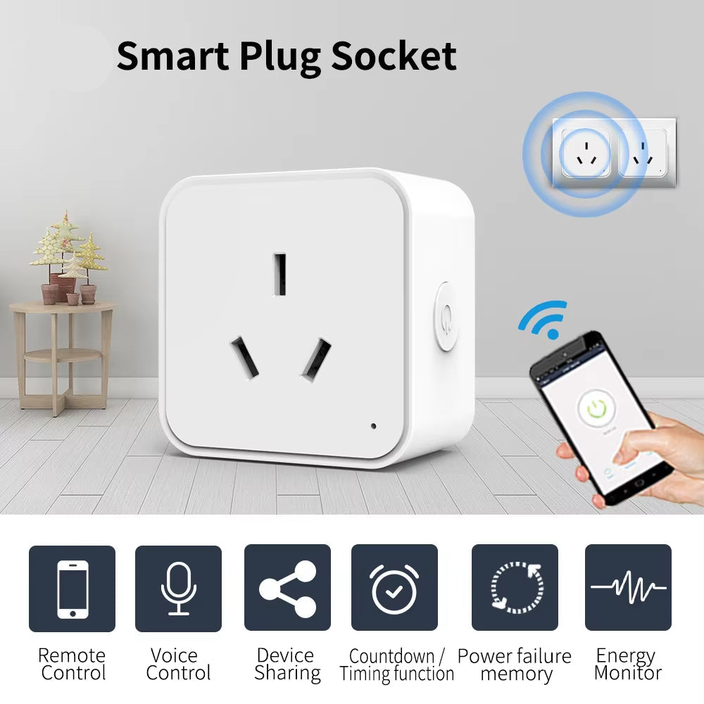 Smart Plug WiFi socket Works with Alexa, Google Home, australian RCM and SAA certified, Smart outlet with energy monitoring, Timer Function, Remote Control, No Hub Required