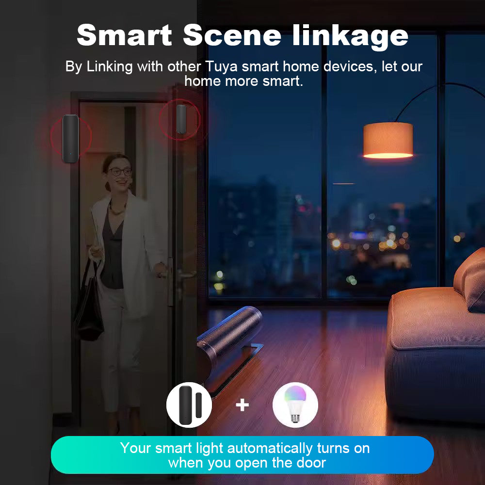 Tuya Zigbee Door/Window Sensor – Real-Time Alerts, Smart Home Automation, Works with Tuya Smart Life App, Battery Powered, Requires Tuya Zigbee Hub, Black