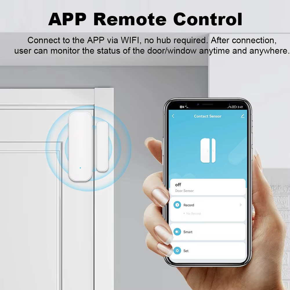 Tuya Zigbee Door/Window Sensor – Real-Time Alerts, Smart Home Automation, Works with Tuya Smart Life App, Battery Powered, Requires Tuya Zigbee Hub, White