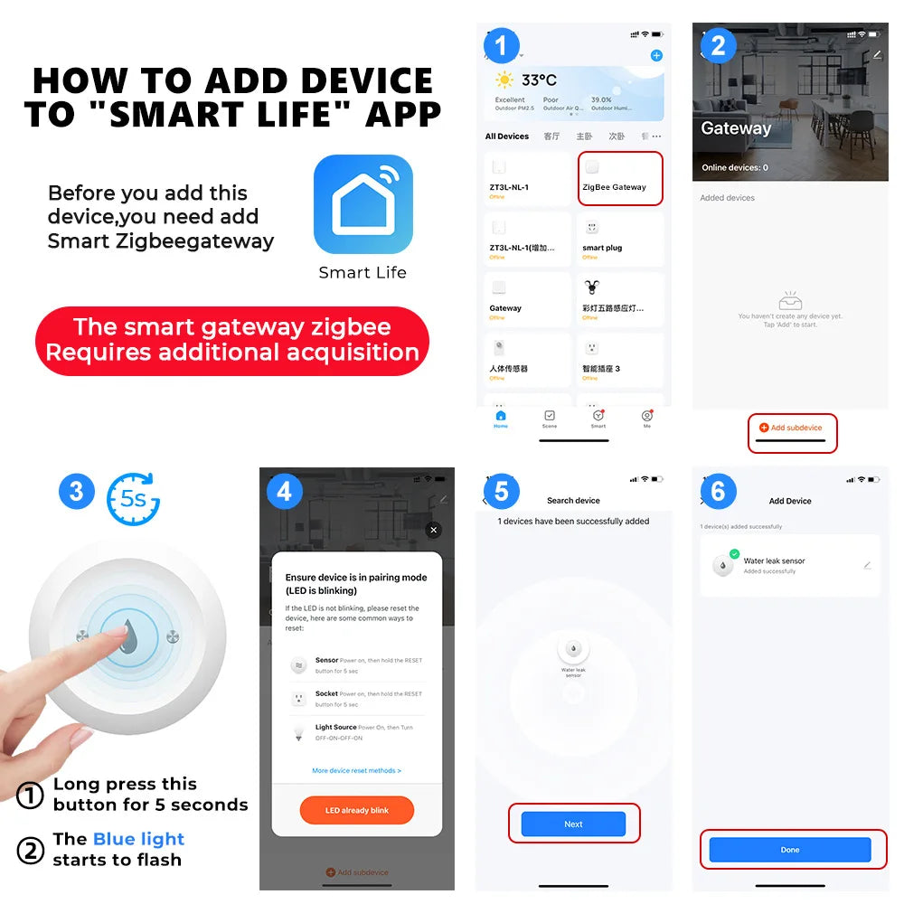 Water Leak Sensor - Zigbee