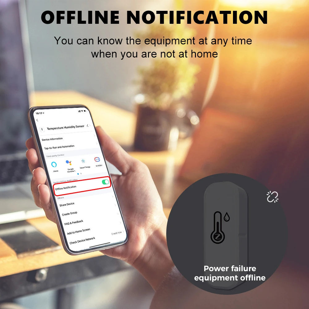 Tuya Zigbee Smart Temperature & Humidity Sensor – App Alerts, Voice Control, Smart Automation with Alexa & Google Home, Remote Monitoring, Battery Powered, Requires Tuya Zigbee Hub