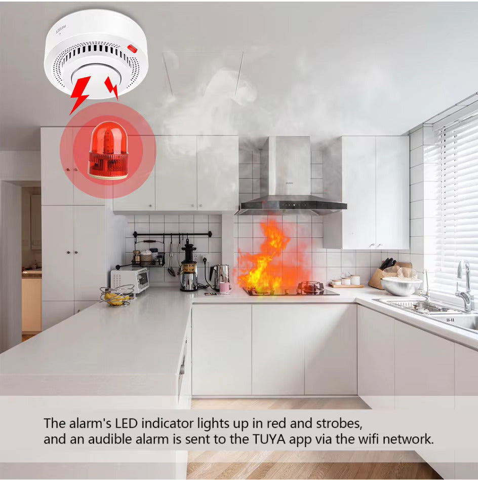 WiFi Smart Smoke & Heat Detector – Advanced Fire Alarm with Mobile Alerts & Google Assistant