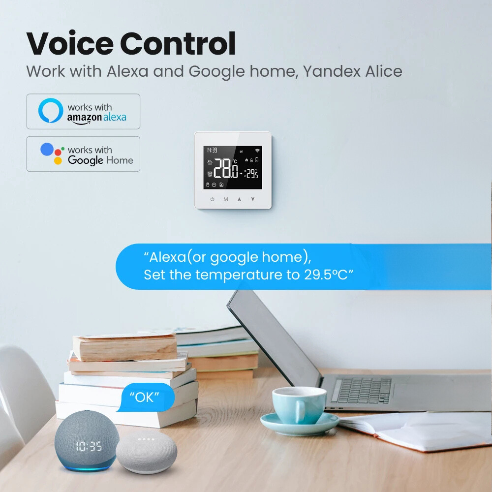 Zigbee Smart Thermostat – Battery Powered, No AC Wiring, Compatible with AC & Heaters, Programmable Modes, Anti-Frost, Backlit Display, Works with Zigbee Hub (Tuya Zigbee Hub Required)