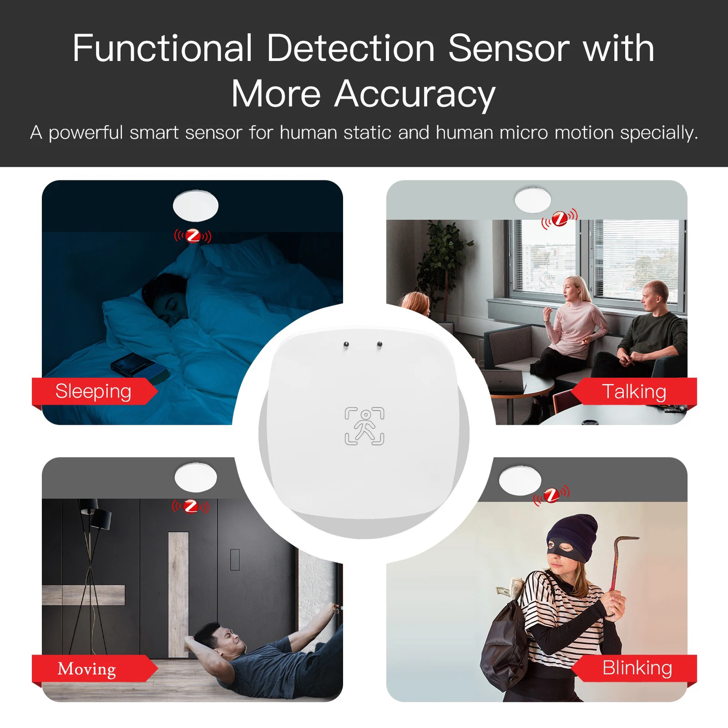 Zigbee Smart Human Presence Sensor - Millimeter Wave Radar. Motion & Stationary Detection - Tuya (New)
