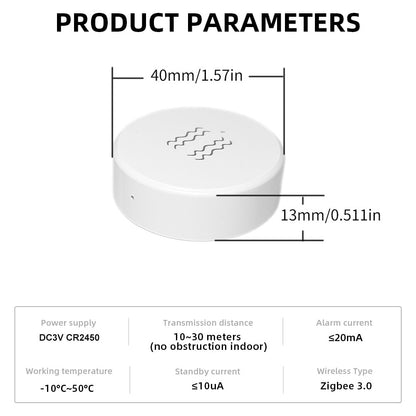 Zigbee Smart Vibration Sensor Detection Tuya Smart Life APP Notification Real-Time Motion Shock Alarm History Record