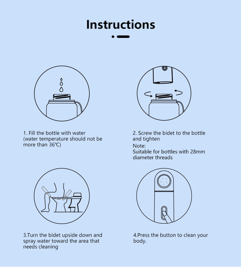 Electric Portable Bidet (Travel Shattaf) – USB Rechargeable, 2 Spray Modes, IPX7 Waterproof, 350ml Bottle – Eco-Friendly Hygiene Anywhere