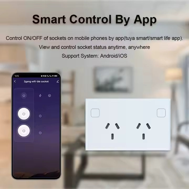 Australian Certified Zigbee Smart Double Power Point (White & Black)