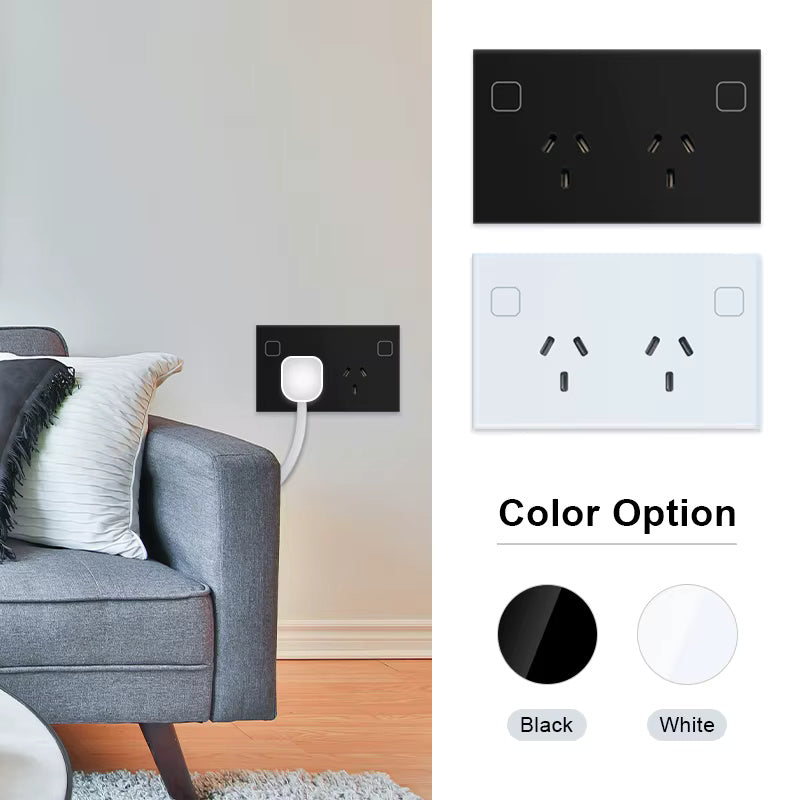 Australian Certified Zigbee Smart Double Power Point (White & Black)