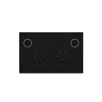 Black Smart Double Power Point - Zigbee