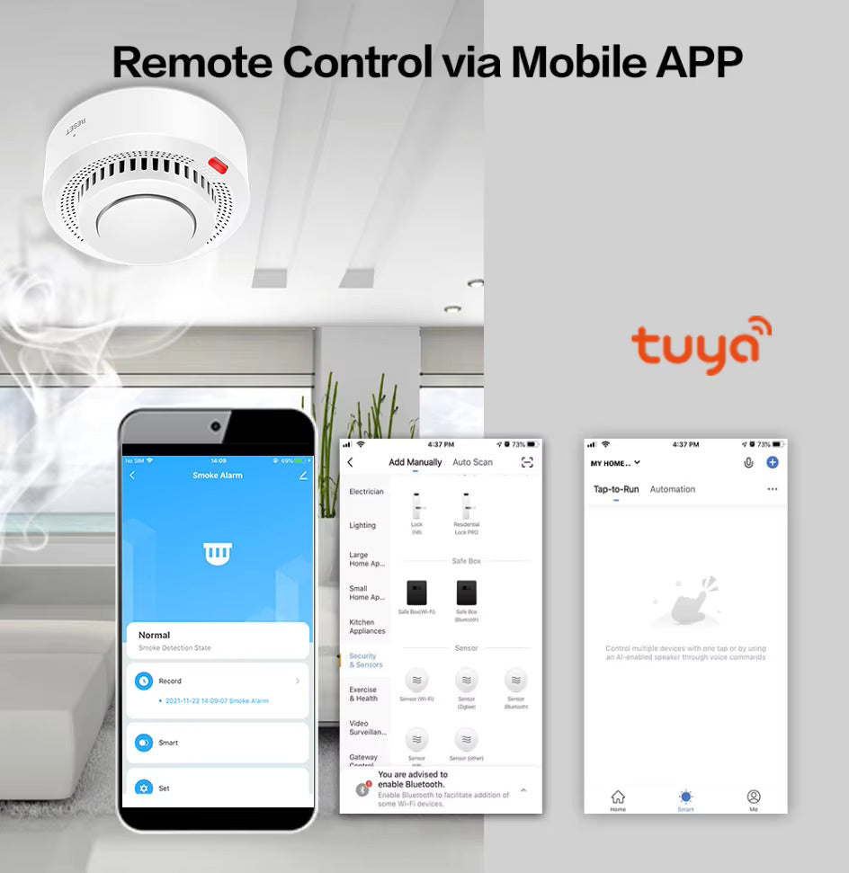 WiFi Smart Smoke & Heat Detector – Advanced Fire Alarm with Mobile Alerts & Google Assistant