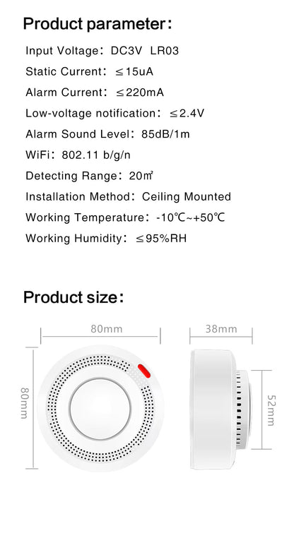WiFi Smart Smoke & Heat Detector – Advanced Fire Alarm with Mobile Alerts & Google Assistant